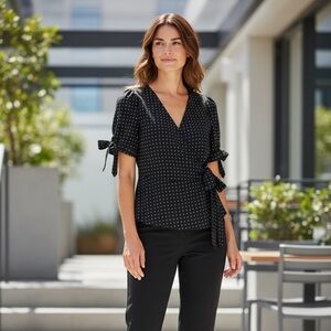Chic Black Polka Dot Blouse
